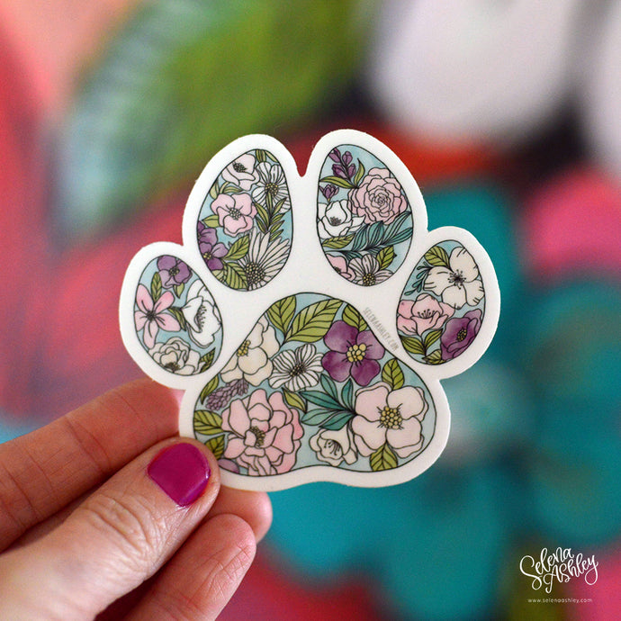 Sticker //  Floral Paw Print